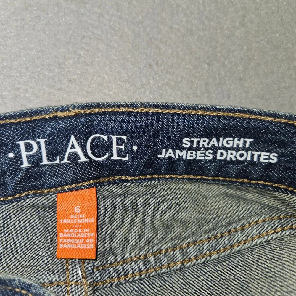 The Children's Place Straight Leg Slim Jeans Dark Wash Denim Sz 6 NWT